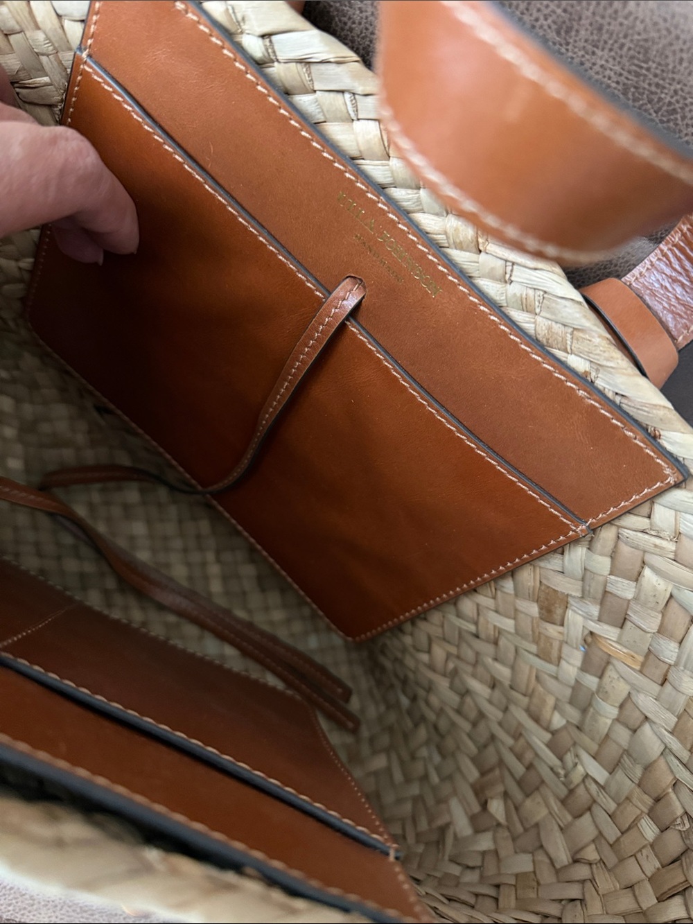 Ulla Johnson Natural Straw Tote with Brown Leather Braided Handles - Picture 6 of 7